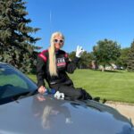 Eugenia Kuzmina Instagram - @theabingdonco proud to be a spokesperson for #racecarwatch …. 💅💜🦋 … what racing teaches me is to be in the moment at every second “ If everything seems under control, you’re not going fast enough “ … #controversial @optimabatteries @roycer924 🏎️ …. #blondemodels ( hair extensions )