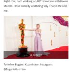 Eugenia Kuzmina Instagram - Thank you @dailyfrontrow for mentioning amazing work of artists who created this @theacademy look , @vetahorwitz @vetastyledme make up hair @misssabrinadubois 💜🌸🎬 …. Thank you @innadesilva1 , ❤️ @lethanhhoa_official Shoes @camillagabrieli Earrings @carolinesvedbom clutch @brendacooperstyle bracelet @margaretrowe and @kygomusic great remix for this song too and @iamparsonjames #mosthonest #brilliant artist ever , greatful to met you 💜❤️