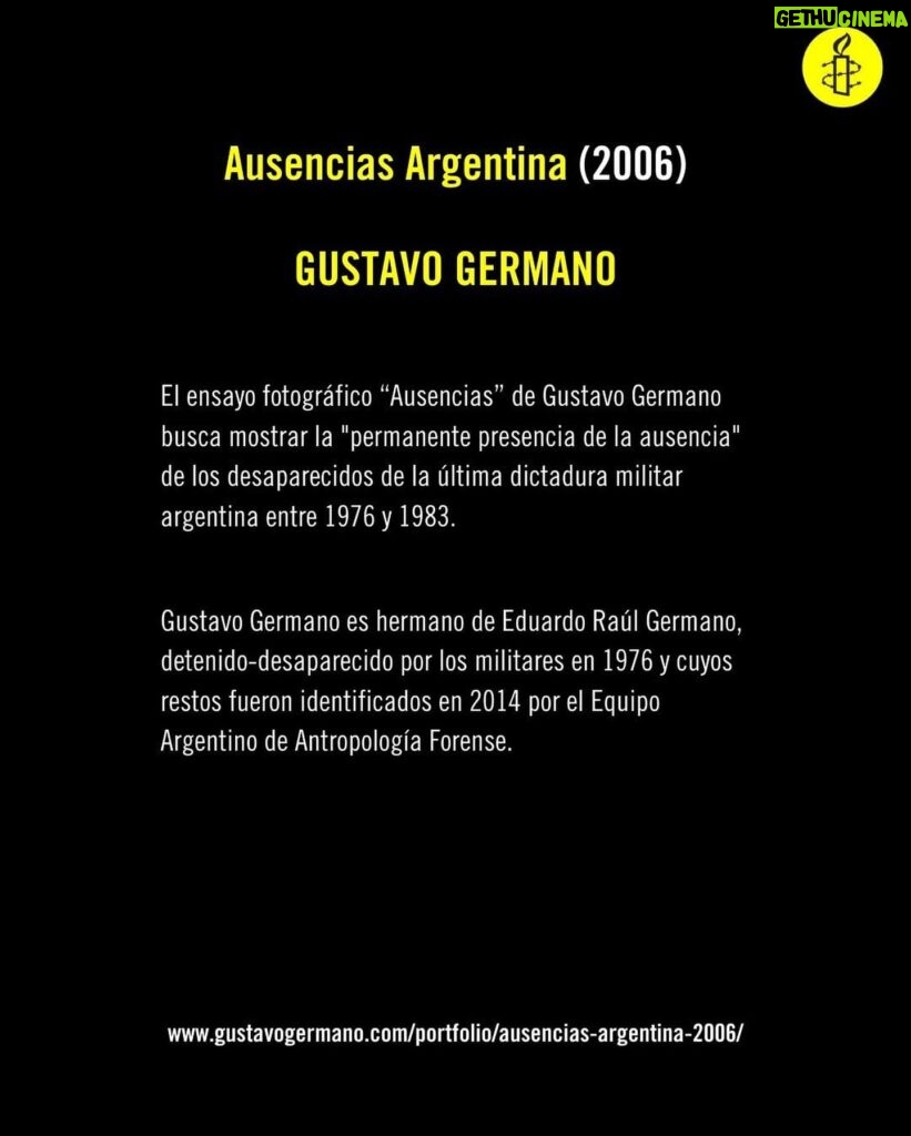 Eva De Dominici Instagram - Este domingo se cumplen 48 años del último golpe de Estado en #Argentina. Por eso compartimos el ensayo fotográfico “Ausencias Argentina” de #GustavoGermano. Las imágenes buscan mostrar la “permanente presencia de la ausencia” de los desaparecidos de la última dictadura militar argentina entre 1976 y 1983. 🇦🇷 💬 «Ausencias pretende reflejar en 14 rostros la historia de todos. Cada foto es una historia en sí misma pero a la vez es la historia de todos los casos. Yo creo que si Ausencias transmite algo es por la actitud de los retratados. Ellos denuncian un espacio que debería estar ocupado, pero lo hacen desde una serenidad y convicción, desde una falta de odio que es lo que, yo creo, logra conmover”, sostiene el fotófrago, que inició su carrera en 1986 durante un viaje por América Latina. 👉 Gustavo Germano es hermano de Eduardo Raúl Germano, detenido-desaparecido por los militares en 1976 y cuyos restos fueron identificados en 2014 por el Equipo Argentino de Antropología Forense. ✊ Desde @amnistiaar reafirmamos la importancia del proceso de memoria, verdad, justicia y reparación como ejemplo, tanto a nivel nacional como global. 🇦🇷