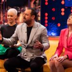 Evangeline Lilly Instagram - What beautiful company I was in on @thejonathanrossshowofficial (And also, how could I have forgotten to post this sincere and heartfelt moment of meditation that @officialdannydyer and his beautiful busters (hoping that bit made it into the show) lead us through near show's end. 🙏🏼🤩🤪 (swipe left).) #dannydyer #maisieadam #willsharpe @leomieanderson @the1975 @maisieadam