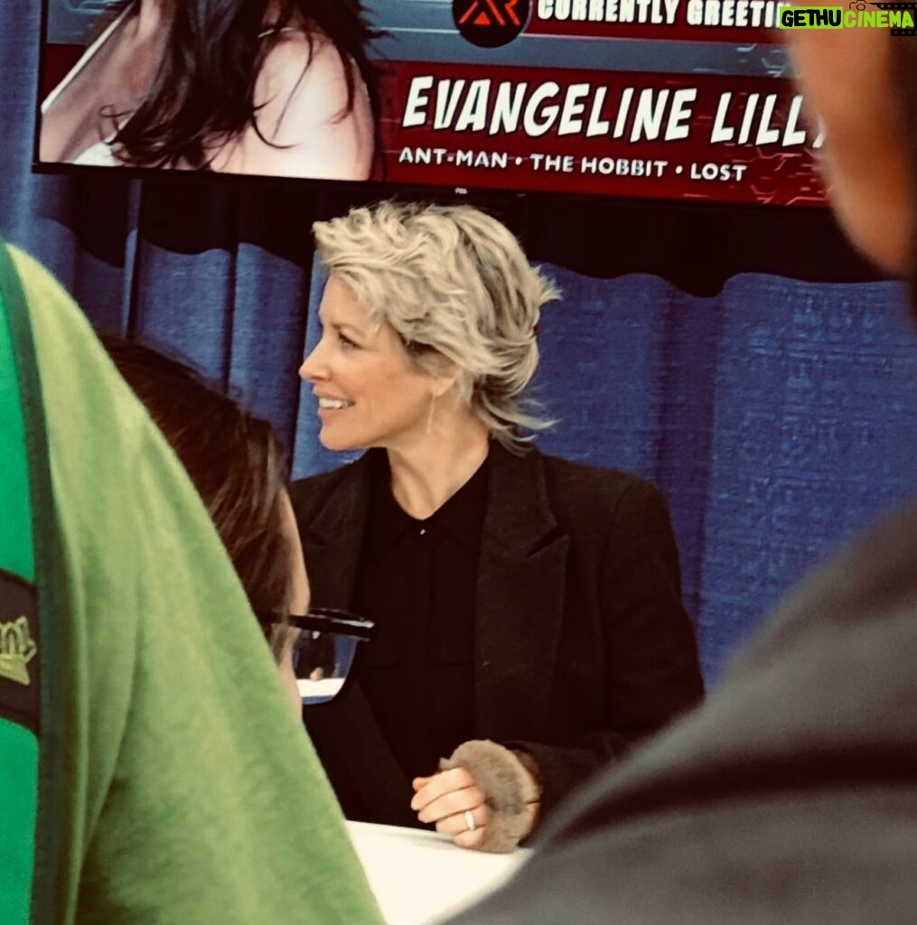 Evangeline Lilly Instagram - Thank you #rhodeislandcomiccon for a wonderful weekend. 🥰 The panel was a lovely wander through nearly twenty years of memories. Thank you @rodrigo_bastos_didier for being the best signing buddy a gal could ask for and for creating the most spectacular illustrations to bring my stories to life. Thank you @cyberaug for being my resident photographer 📸 and for always dragging @beanafred to see me 😉😉 Thank you to my beautiful fans @sammi_815 @char11ev @alexa.mathisen and Mama Andrea for spending my lunch break with me and for being willing to tell me a little about yourselves. That was really special for me. Thank you to all the fellow "talent" who kept me company in the green room and a special shout out to @sethgreen for always screaming "anarchy" every time someone knocked over the flimsy line barriers. 🤘🏻👩🏼‍🎤 Oh! And thank you to @lordvban for adding the fun #Avengers theme music to your post. I'm sure your face would have added to the image, not detracted 😉😉 #ricc #lost #hobbit #antmanandthewasp #marvel #realsteel #wasp #tauriel #kateausten #baileytallet #hopevandyne @whoisginaanyway @zay009 @cap_pham_america