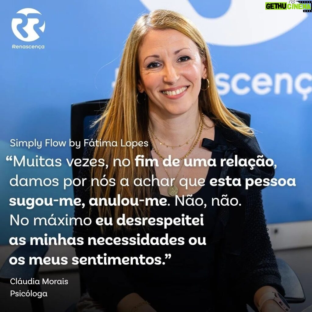 Fátima Lopes Instagram - Neste primeiro episódio da segunda temporada de Simply Flow by Fátima Lopes ficamos a saber como lidar com o fim de uma relação e que passos dar para seguirmos em frente de forma positiva. Reencontrar a felicidade depois de um divórcio é possível. Saiba como, com a psicóloga Cláudia Morais, no episódio disponível nas plataformas de podcast habituais, no Youtube da Renascença e em rr.pt. @fatimalopesoficial @apsicologa_claudiamorais #SimplyFlow #Renascença #Essilor www.essilor.pt