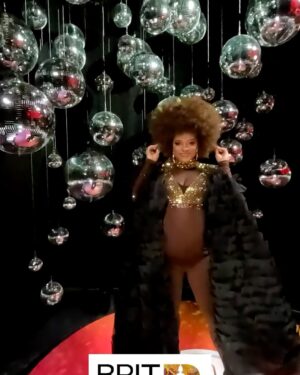 Fleur East Instagram - Baby at The Brits! Me and bump made it to what will probably be the last glam night out for a while, replaced by night feeds and nappies 😂 so I made the most of it with my @hitsradiouk fam. What a night! @brits 

Big up the amazing team that made this entire look possible. Thank you for making me feel fabulous! 🙌✨🥰

HAIR: @jhair_stylist 
MAKEUP: @anais.haz 
CUSTOM OUTFIT: @vickygilldesign