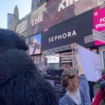 Freya Allan Instagram - Just me and my man watching @apesmovies trailer in Times Square. Tickets at link in bio!