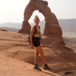 Gabby Petito Instagram - On a calm Monday morning, @bizarre_design_ and I decided to take the highly trafficked hike to the Delicate Arch. Not sure if it’s because it was 7ᴀᴍ on a Monday, but there actually were not as many people on the trail as I expected. After waiting on a short line for someone to generously take our photo, @bizarre_design_ and I made our way to the other side of arch (sᴇᴇ ɴᴇxᴛ ᴘᴏsᴛ) We also camped for one night in Devils Garden with the cover off of our tent to fall asleep watching the stars, trying to catch a glimpse of the Perseid meteor shower 🌌 𝐹𝑢𝑛 𝐹𝑎𝑐𝑡 → I did not edit any of these photos (except maybe to brighten the exposure slightly) but only one person in the background of the last slide! Also, during our hike I stepped off the trail up onto bare rock, just to take a photo of the view out of everyone’s way of the path, and a very nice man who I believe worked for @rei stopped everyone in their tracks and commented about my shoes asking me how I liked them, I felt like I was giving a small presentation to everyone crowding around waiting to continue on the path, all looking up at me while I’m standing on this rock describing how awesome these shoes have been! especially hiking with them on the #appalachiantrail while @bizarre_design_ hikes barefoot! ⌓ ͙⁺˚*･༓☾ side note ˚ this is not sponsored or an ad, although I wish it was (@rei )... But basically ALL of our hiking and camping gear, and also our van life essentials are all from @rei #reicoop #archesnationalpark #nps
