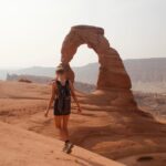 Gabby Petito Instagram - On a calm Monday morning, @bizarre_design_ and I decided to take the highly trafficked hike to the Delicate Arch. Not sure if it’s because it was 7ᴀᴍ on a Monday, but there actually were not as many people on the trail as I expected. After waiting on a short line for someone to generously take our photo, @bizarre_design_ and I made our way to the other side of arch (sᴇᴇ ɴᴇxᴛ ᴘᴏsᴛ) We also camped for one night in Devils Garden with the cover off of our tent to fall asleep watching the stars, trying to catch a glimpse of the Perseid meteor shower 🌌 𝐹𝑢𝑛 𝐹𝑎𝑐𝑡 → I did not edit any of these photos (except maybe to brighten the exposure slightly) but only one person in the background of the last slide! Also, during our hike I stepped off the trail up onto bare rock, just to take a photo of the view out of everyone’s way of the path, and a very nice man who I believe worked for @rei stopped everyone in their tracks and commented about my shoes asking me how I liked them, I felt like I was giving a small presentation to everyone crowding around waiting to continue on the path, all looking up at me while I’m standing on this rock describing how awesome these shoes have been! especially hiking with them on the #appalachiantrail while @bizarre_design_ hikes barefoot! ⌓ ͙⁺˚*･༓☾ side note ˚ this is not sponsored or an ad, although I wish it was (@rei )... But basically ALL of our hiking and camping gear, and also our van life essentials are all from @rei #reicoop #archesnationalpark #nps