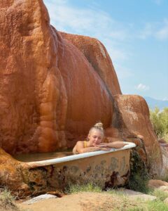 Gabby Petito Instagram - I took a very relaxing nap here シ 🍐🍸 ☀︎︎ . #mystichotsprings #hotsprings #naturallife #vanlife #vanlifetravels #nomadlife #zen #meditation