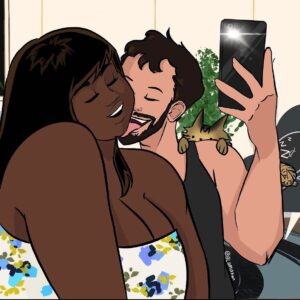Gabourey Sidibe Instagram - Okay- but how amazing is this artistic rendition of us!? Captured our essence perfectly. @blnmation slayed this! Thank you!😍☺️🤪🤳🐈🐈