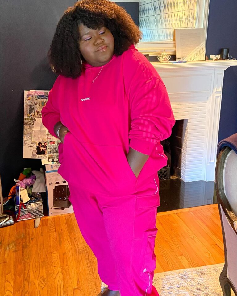 Gabourey Sidibe Instagram - My mans @brandontour sent an email and bibbidy, bobbidee BOOPED me some @weareivypark and now I don’t know how to act. Puttin all this in the prenup. Thank you @adidasoriginals and obviously @beyonce cuz I’m mos def finna do squats in these brown joints!