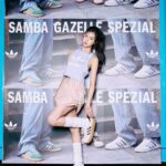 Genie Chen Instagram - ⠀⠀⠀⠀⠀⠀⠀⠀⠀⠀⠀⠀ 這次穿上一直很愛的 #adidasGazelle 來朝聖 #三葉草復古玩色街區，這已經是我買的第四個顏色了，這種厚底實搭鞋款怎樣都不嫌多呀，搭配上 #adicolor 粉紫色小背心與工裝裙穿搭，我可以偷偷混入大學上課了吧🫣 這週限定的活動必須要揪朋友手刀來玩✨🪄 📍4/9-4/14 在信義威秀前廣場 現場復古街區好玩又好吃，順便IG大秀你的#新潮復古穿搭 照。好玩的遊戲機挑戰，達到目標有機會獲得咖啡或霜淇林或潮流小禮物。 另外還有拍貼機台與厲害的「三葉草復古創作基地」盡情發揮創意，改造你的衣服鞋子，快與朋友來場特別的派對吧！ @originals_tw