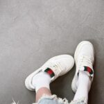 Genie Chen Instagram – Thursday ㋡ 

⠀⠀⠀⠀⠀⠀⠀⠀⠀⠀⠀⠀
被大雨吵醒的早晨，我的第一雙gucci白鞋，一起飛翔跑跳拉 ʚ
@gucci #gucci