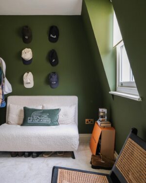 Georgia Hirst Instagram - At home with Actor Gee Hirst 💚

Creating a cosy country-feeling home in London through warming beiges and earthy greens alongside brushed brass finishes, soft layered lighting and thoughtful antique pieces. 

"When I bought the apartment, it was pretty lifeless and cold. I met my boyfriend who had always fantasied about having a country home and so we started this renovation project together. 

We introduced warmer tones through the paint colours - all Lick - textiles and finishes to give it a relaxing, 'Soho Farmhouse' countryside retreat feel in the middle of the city." 

Paint colours used:
• Living room, dining and kitchen (walls): #Beige01 
• Kitchen cabinets: #Green02
• Staircase woodwork: Green 02
• Bedroom: #Beige02 Soho Farmhouse
• Spare room: #Green05 Rome House
 
See the full home tour on the Lick YouTube channel (link in bio)

#LickHome #housetour #apartmentdesign