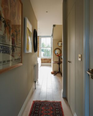Georgia Hirst Instagram - At home with Actor Gee Hirst 💚

Creating a cosy country-feeling home in London through warming beiges and earthy greens alongside brushed brass finishes, soft layered lighting and thoughtful antique pieces. 

"When I bought the apartment, it was pretty lifeless and cold. I met my boyfriend who had always fantasied about having a country home and so we started this renovation project together. 

We introduced warmer tones through the paint colours - all Lick - textiles and finishes to give it a relaxing, 'Soho Farmhouse' countryside retreat feel in the middle of the city." 

Paint colours used:
• Living room, dining and kitchen (walls): #Beige01 
• Kitchen cabinets: #Green02
• Staircase woodwork: Green 02
• Bedroom: #Beige02 Soho Farmhouse
• Spare room: #Green05 Rome House
 
See the full home tour on the Lick YouTube channel (link in bio)

#LickHome #housetour #apartmentdesign