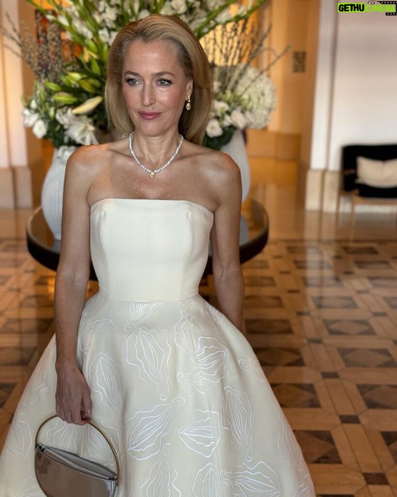 Gillian Anderson Instagram - Sometimes you just need a sausage to go with your yoni dress.