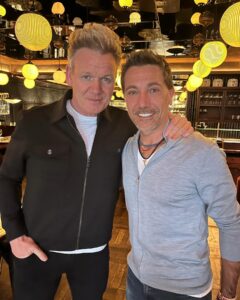 Gino D'Acampo Instagram - Just met this Scottish guy for lunch at the amazing @luckycatbygordonramsay … We are trying to come up with an idea for a show together, what do you think? 😎 @gordongram @fred_sirieix GDx