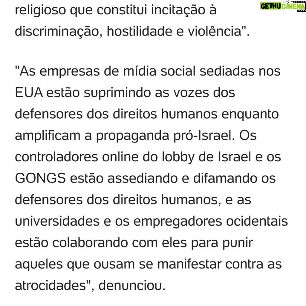 Giselle Itié Instagram - Diretor da ONU deixa o cargo e em uma carta reconhece genocídio em Gaza. Denuncia EUA, a ONU, a mídia comprada e o profundo fracasso da humanidade. repost do jornalista @jamilchade_oficial