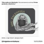 Giselle Itié Instagram – Neste ano que se inicia, vale que cada um olhe para o próprio coração e perceba que a compaixão e o trabalho feito em prol da P4lestin4, e também de toda humanidade e do planeta, volta para nós mesmos, que nos tornamos mais livres. 🕊️

Que o amor, o afeto e a coragem acompanhem a todos neste 2024. São os votos das Brigadas da Verdade e da Paz. ♥️✊🏾🇵🇸

Fonte: @mothercarejourney