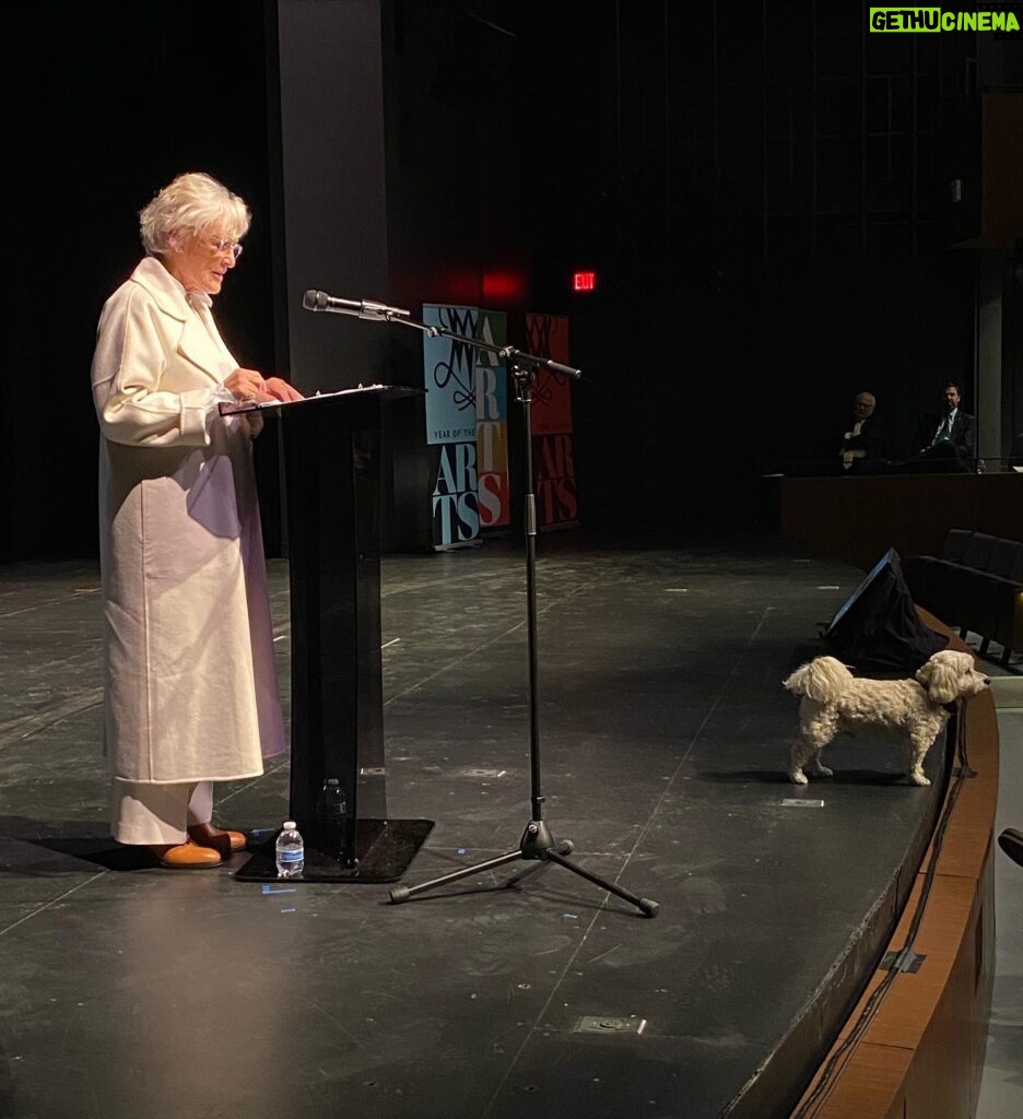 Glenn Close Instagram - Yesterday, the Main Stage Theater at the spectacular new Arts Quarter at my Alma Mater--The College of William & Mary in Virginia--was dedicated in my name! It was a profound honor for me. W&M was my first real community. I have always thought of my experience there as the watering of my desert...allowing me to be able to grow and bloom. That very stage launched me into my career. Pippy was there with me to pay tribute to the little dog who trotted at my heels throughout my college career--Penny. So many beautiful spirits gathered around us yesterday on that stage. I am humbled and deeply grateful. Thank you: President Rowe Provost Charles Poston Dean Susan Raitt Karino Gibson Orchesis Modern Dance Group Select members of the M&M Wind Ensemble @william_and_mary