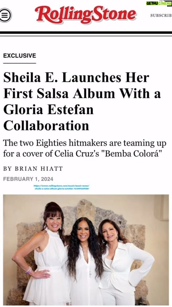 Gloria Estefan Instagram - So excited for this!!! Can’t wait for everyone to hear!! #BembaColora #Feb23 @sheilaedrummer @mimysuccar https://www.rollingstone.com/music/music-news/sheila-e-salsa-album-gloria-estefan-1234958900/