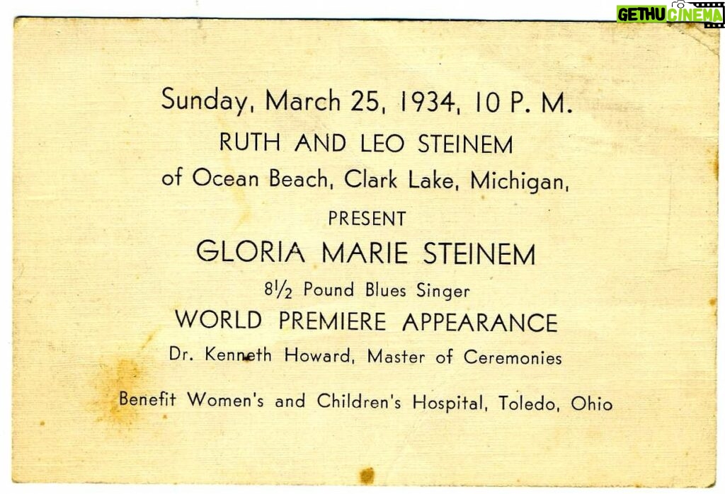 Gloria Steinem Instagram - Ninety years ago, on March 25, 1934, Gloria Steinem was born. Her parents celebrated with this special birth announcement. Today, we have more reason to celebrate: the birth of Gloria’s Foundation. Gloria’s Foundation has been established to preserve Gloria Steinem’s personal archive — which offers a window into countless individuals and organizations who have been central to movements for equal rights and justice, and Gloria’s apartment — which has long been a home base for radical community care, birthplace for ideas and living center of the feminist movement. As this one document shows, there are many gems in this collection and we look forward to sharing them — and we also look forward to you sharing your memories. Join us in celebrating Gloria Steinem’s 90th year, and the birth of Gloria’s Foundation! For more information, head to the link in our bio.