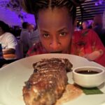 Glozell Green Instagram - You KNOW I am a major foodie! Let me tell you my friends at @eatstk in Las Vegas hit the jackpot 🎰 with the chefs tasting menu. 🤤💚 Such a fun evening with my friends. My favorite by far was the melt in your mouth sea bass 👨🏽‍🍳 A close second was the flaming dessert creation!!! What a great place to dine in the heart of the action. Definitely will be back! 💚💚