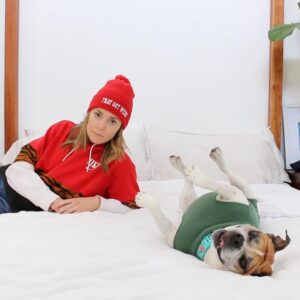 Grace Helbig Instagram - My silly Goose moved on to that golden grass on the other side today. My princess monster, my wiggle butt. I am heartbroken. Eleven years with my beautiful, emotional goof. I was in way over my head when I got you, but somehow couldn’t imagine anyone else taking care of you, and so we were merged. Two high anxiety ladies found each other and did the best we could. I’m even writing this caption to you like you’re still alive and literate! You’ve seen me through it all, and you loved me every time I didn’t like me. You anchored me at times I wanted to disappear and grounded me when I wanted to float away. Your happiness fueled me. You gave me something to care about that was bigger than the surface things I thought I should care about. I got sick and you stayed healthy, and I can’t thank you enough for your consistency in the face of weird change. Again, writing a caption as if my dead dog will read it! Oh well! I love you, Goose, you beautiful maniac!! 🐶🥹💖