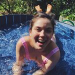 Gracie Gillam Instagram - How much I like Hildy’s dog pool vs. how much Hildy likes Hildy’s dog pool (@natjohnzang got me this @robineisenberg swim suit! Am I a space girl yet?!)