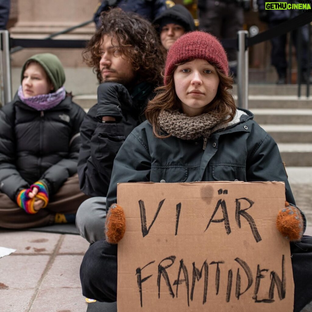 Greta Thunberg Instagram - Week 291. Today for the fifth day in a row, young people blocked entrances to the Swedish parliament to draw attention to the climate crisis and all those suffering from it today. Today it is also the fifth anniversary of the first global climate strike, when we filled the streets in our millions and striked for climate justice. We are not going anywhere. This fight has only just begun.