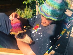Haley Lu Richardson Instagram - all I have been doing with my life is crocheting hats and scrunchies. they are available on Etsy at @hookedbyhaleylu 🍟🍟🍟🍟🍟🍟🍟🍟🍟🍟
