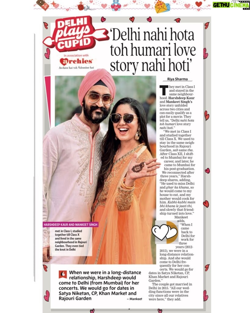 Harshdeep Kaur Instagram - Dilli ke do Dil-wale sharing their Love Story 💟 with @delhi.times #HarshdeepKaur #MankeetSingh #Lovestory #Valentines #DelhiTimes