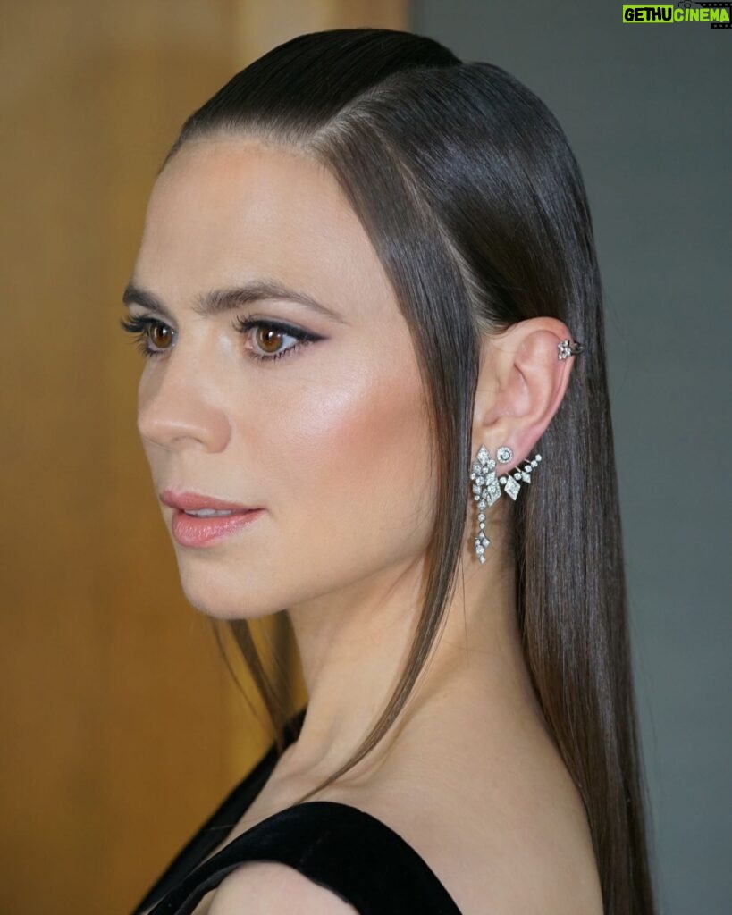 Hayley Atwell Instagram - ‘Elven core’ I’m calling this look. @dayaruci hair design (and photography), @naokoscintu make up and @garrard jewels 🧝🏼‍♀️