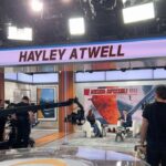 Hayley Atwell Instagram - Thank you @gayleking for having a very sleepy Hayley Atwell this morning 🫶 Hair: @davidvoncannon Makeup: @danielmartin Stylist: @rosefordestudio Jacket: @magdabutrym Shoes: @gianvitorossi