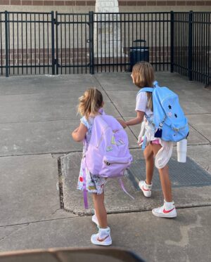 Haylie Duff Instagram - And there they go! We officially have a kinder & 3rd grader! ✨💙🦅 #BackToSchool