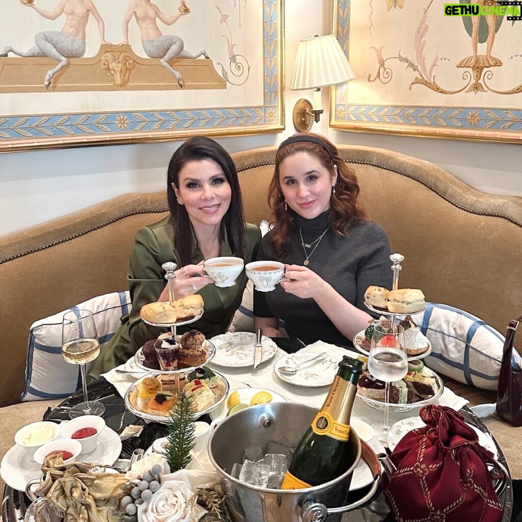 Heather Dubrow Instagram - A gifted experience is MY CUP OF TEA !!! @maxdubrow pulled my name for our family secret Santa exchange this year! Instead of getting a gift, she arranged for us to have High Tea at the very chic Peninsula Hotel! What a special and thoughtful idea! An afternoon of Champs, tea, finger food, and ALONE TIME with my oldest daughter ?!?! Yes please !!! ❤️❤️ Anyone else been gifted something like this before ? What’s your favorite? Spa day ? Shopping ? I want to know below !!!!