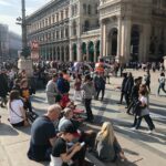 Helen Mirren Instagram - out and about on a beautiful spring day in Milan with all the chic Milanese. The green buildings are famous architectural addition to the City. I think they are awesome
