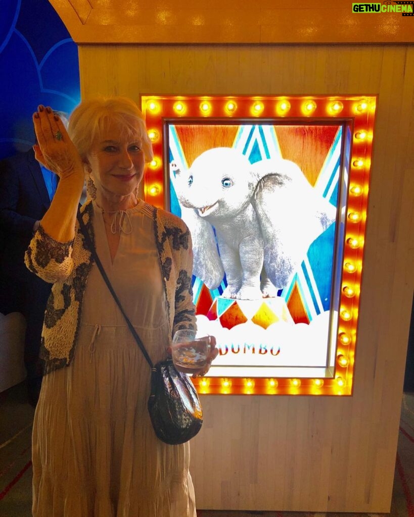 Helen Mirren Instagram - well flap my ears! At the magic of Dumbo Premier in the historic cinema on Hollywood Boulevard , the El Capitan