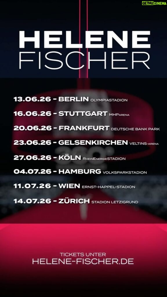 Helene Fischer Instagram - Ihr Lieben, mit euch gemeinsam habe ich eine unglaublich schöne und intensive Zeit auf meiner Rausch Tour erlebt. Bei jedem Konzert habe ich eure Liebe und Energie gespürt. Bis heute überwältigt und bewegt mich das, wenn ich daran zurück denke. Getragen von diesen Emotionen und Eindrücken wage ich eine neue Herausforderung: Ich möchte euch mit einer neuen spektakulären Tournee überraschen - im Juni/Juli 2026 werde ich die Stadien auf einer einzigartigen 360° Bühne rocken! Ich weiß, bis dahin vergeht noch etwas Zeit, die wir aber benötigen, um euch auch im Sommer 2026 mit einer beeindruckenden Show in einen Höhenrausch zu versetzen. Wenn ihr mit dabei sein wollt, dann registriert euch ab JETZT auf meiner Homepage Helene-Fischer.de und erhaltet als Erste Zugang zum PRESALE am Montagmorgen um 9:30 Uhr. Wir sehen uns am Samstag 😉 Eure Helene