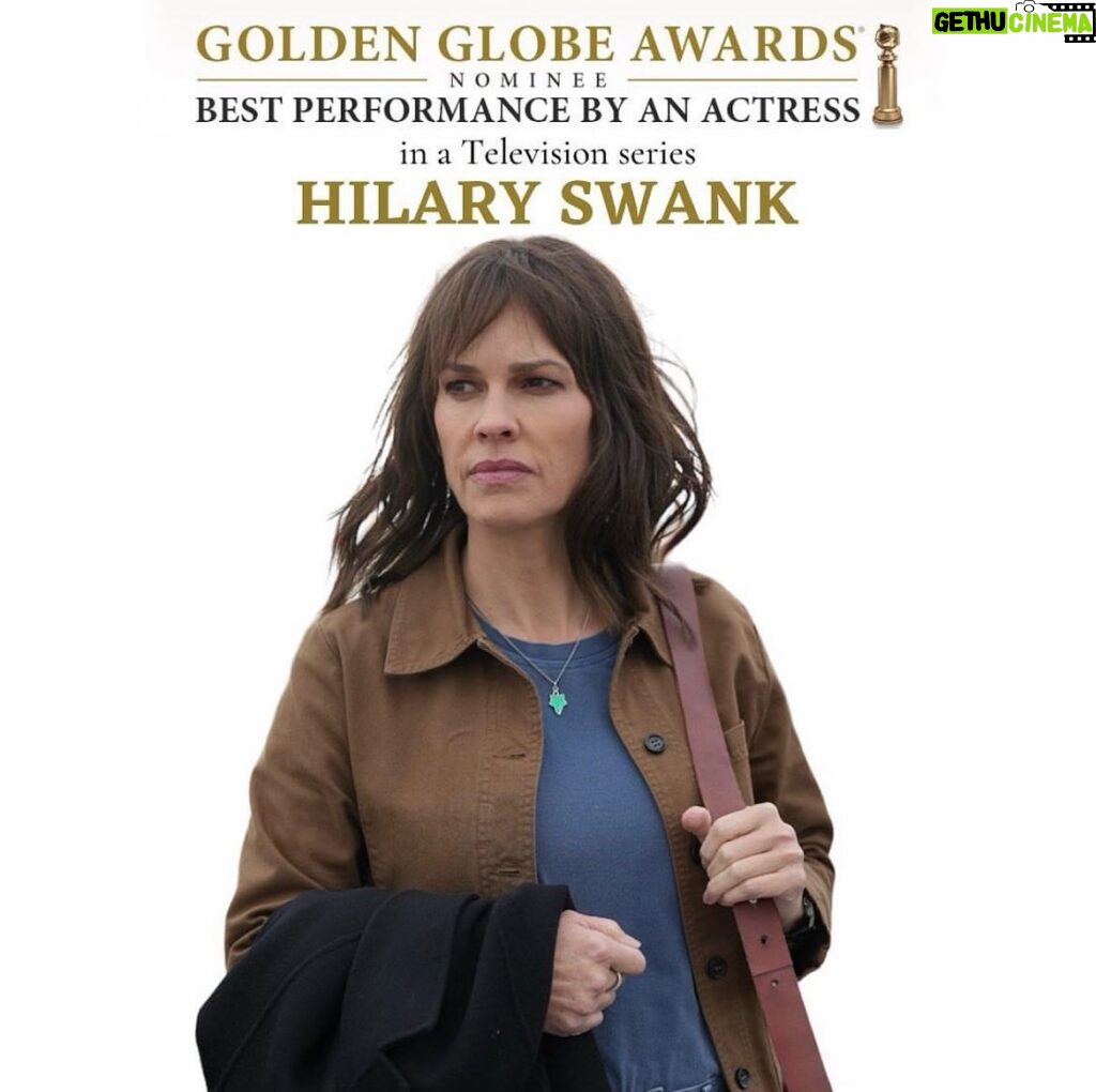 Hilary Swank Instagram - Just catching up (which is quite common nowadays with being pregnant with twins and working full-time on a TV show 😅) but wanted to quickly jump on to say what an INCREDIBLE HONOR it is to be nominated for a Golden Globe for my performance on Alaska Daily, a show that exposes the horrific ongoing Missing and Murdered Indigenous Women Crisis in Alaska. Thank you @goldenglobes for helping shine a light on this epidemic through this nomination. So grateful! 🙌🏽 Huge kudos to the outstanding work of my fellow nominees @zendaya @itsmelauralinney Emma D’Arcy and Imelda Staunton. What extraordinary company to be alongside! ✨💪🏽