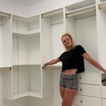 Holly Holm Instagram - I almost bought the fancier metal rods that go to this closet system. However, they still seemed a bit boring and I thought it’d be more fun to put my own flare on it. Also, I figure why not save money where I can? 😉 A can of spray paint for the plastic brackets and wooden dowels in place of the white rods is all I needed. (I was not a fan of the ones that came with the kit.) What y’all think?! Still some work to do on the closet but it’s almost there.