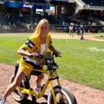 Holly Holm Instagram – Goofing off after the @thesavbananas @thepartyanimals game. I now know I need an electric bicycle. 😎