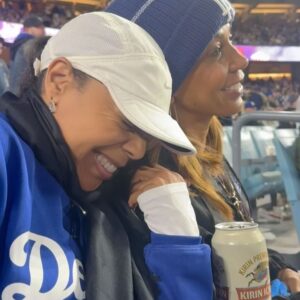 Holly Robinson Peete Instagram - It was “bring your Bestie to your son’s job day” at Dodger Stadium last night! 😜💙💙 such a fun night. We got the W which means we had to do our air guitar dance in the parking lot! 🎸So goofy!! Sooo fun😜 💙💙💙⚾️⚾️⚾️ #dodgerswin #blueheavenonearth @dodgers @terryellis @lewistpowell @realrjpeete