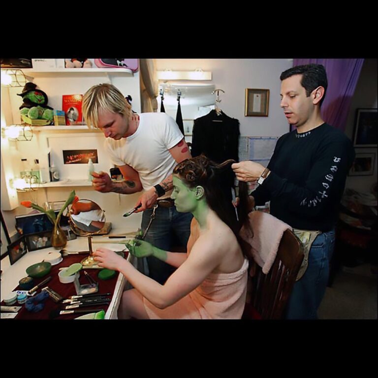 Idina Menzel Instagram - This is when I learned how hard it is to be interviewed while someone is painting you green. #OGG #OriginalGreenGirl #WICKED20