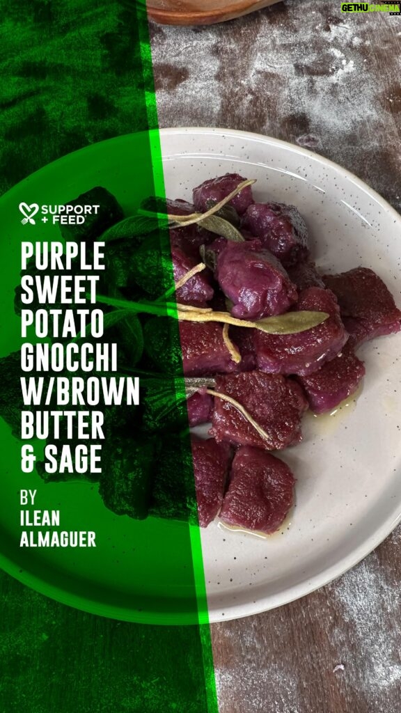 Ilean Almaguer Instagram - Yep! We are back again to celebrate the @weareveganuary veggie of the year: the purple sweet potato 🍠 Here is a plant-based recipe to add to your Veganuary meal roster, from one of our incredible recipe creators @ileanao 💚 It’s packed with antioxidants, promoting heart health, reducing inflammation, source of fiber, vitamin a & c for immune support. Here is how to make Ilean’s Purple Sweet Potato Gnocchi with Brown Butter and Sage ⬇️ Ingredients for the gnocchis • 2-3 medium cooked purple sweet potato** • 1/4 – 1/2 cup flour** • 1 tsp salt For the sauce • 1 stick vegan butter • 10 leaves fresh sage or to taste • freshly cracked black pepper to taste Instructions: 1. Baked sweet potatoes until soft. 2. In a large mixing bowl, use a fork to mash the purple sweet potato until smooth and creamy. 3. Mix with flour and a pinch of salt to form a dough. 4. Divide the dough, roll into ropes, and cut into bite-sized piece, 1 inch. 6. Boil the gnocchi until they float to the surface. 7. Heat a non stick skillet over medium low heat and add the butter. 8. As soon as the butter starts to foam up add the sage leaves and cook together for 3 to 5 minutes. 9. Add the gnocchis to the butter sage sauce and gently toss to coat, fry until crispy on one side. Flip the gnocchi and repeat for the other side. 10. And enjoy!!! 💚