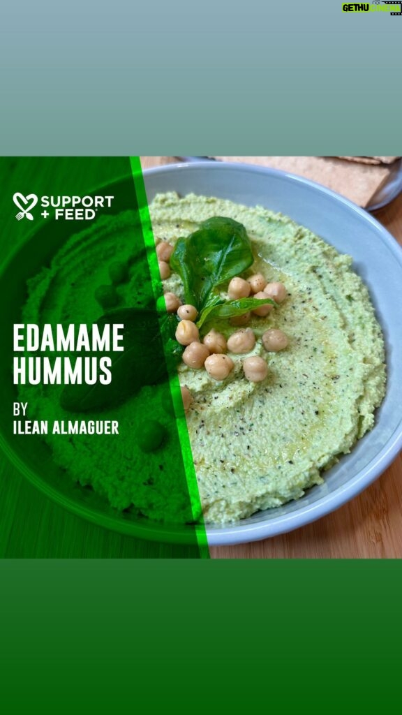 Ilean Almaguer Instagram - Hummus... made from edamames?🤯 We are loving this Edamame Hummus recipe from one of our amazing recipe creators and certified nutritionist @ileanao🫛 Be sure to watch the whole video for some fun nutrition facts about edamames and chickpeas🤓 Ingredients: • 2 cups shelled edamame • 3/4 cup chickpeas, drained and rinsed • 1 clove garlic or garlic powder • 1/2 cup fresh basil, plus more for garnish • 1/4 cup lemon juice • 1/2 teaspoon sea salt • freshly cracked pepper • 1/3 cup extra virgin olive oil Instructions: 1. In a food processor, combine the cooked chickpeas, edamame, garlic, lemon juice, basil,salt, and pepper. 2. Blend the ingredients and Slowly blend in the olive oil until smooth and add cold water gradually until you achieve your desired consistency. 3. Taste and adjust the seasonings as needed. Add more lemon juice, salt, or pepper according to your preference. 4. Once smooth and well-blended, transfer the edamame hummus to a serving dish. 5. Optionally, drizzle with a bit of olive oil and sprinkle some additional chickpeas and basil for garnish. 6. Serve with fresh veggies, pita bread, or your favorite dipping choices. 7. Enjoy your homemade edamame hummus! #EdamameHummus #homemadedips