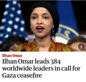 Ilhan Omar Instagram - I am proud to lead this international effort to end  this violence, to demand a release of the hostages who have now suffered for 96 days, and to condemn all violations of international law in this conflict. Over 23,000–one out of every 100 people—in this total siege on Gaza, according to the Gaza Health Ministry. Almost 1.9 million people—or 85 percent of the population—has been displaced, more than double the number displaced during the Nakba in 1948. 

Despite calls for a cease-fire from around the world and calls for restraint, there has been no restraint. At least 40 people were killed in a blast just outside a hospital yesterday. We now know, according to reports, that the IDF has intentionally targeted civilian areas, that the safe zones in Gaza are not safe, and that Palestinians have nowhere to go to flee.

We also know, based on the word of Israeli  officials, that this war would end if the United States stopped funding it. 

We can hold two things in our heads at once: that the attacks by Hamas on October 7 were a war crime, and that Israel has responded by committing crimes against humanity – crimes that the United States, and much of the West continue to let happen, despite our professed support for international law.