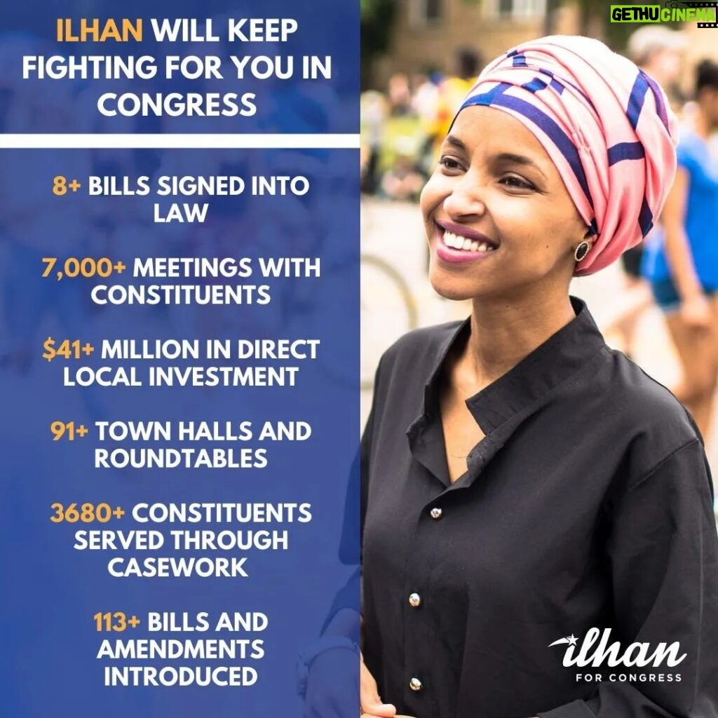 Ilhan Omar Instagram - I am honored to serve Minnesota’s Fifth District in Congress and I am excited for the opportunity to earn my constituents' vote for a fourth term. Since being elected to Congress, I am proud of the work I have done to defend and advocate for women’s rights, address the climate crisis, center human rights in our foreign policy, and protect our democracy and voting rights. My team has helped thousands of constituents restore Social Security benefits, expedite passports, reunite families, restore health insurance, and so much more. But the work is not over. All of the issues and rights my constituents and I care about most are under attack, and I will not back down in protecting them. I am an organizer who believes that organized people will always beat organized money, and I am excited to announce a talented and experienced team that will lead our organizing efforts this year. I hope you will commit to caucus on February 27th. For information on how to get involved in my campaign, go to www.mobilize.us/ilhanomar/