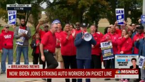 Ilhan Omar Instagram - Today, for the first time in history, the President of the United States joined a picket line. 

This is a major testament to the strength and resurgence of the labor movement. Let’s go!
