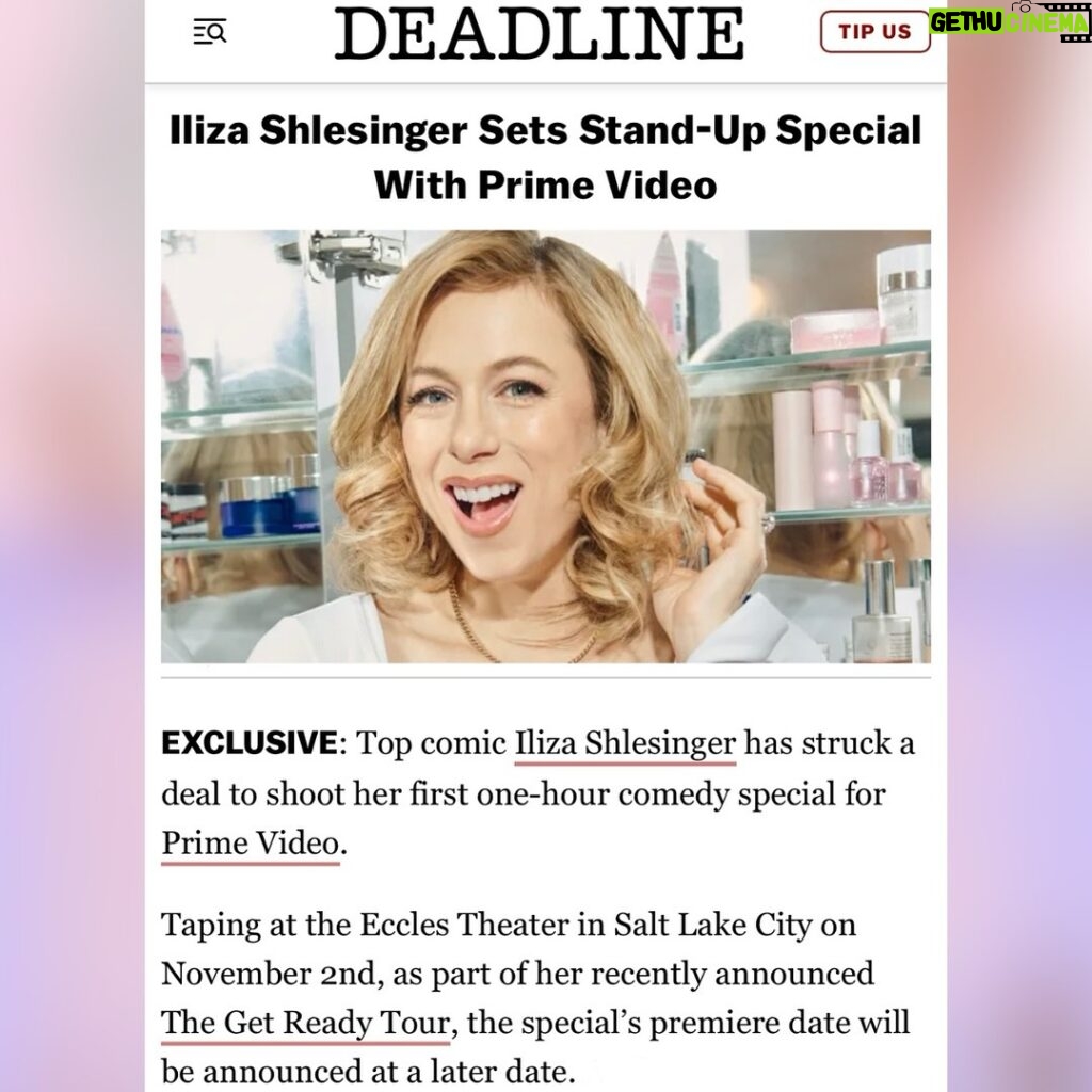 Iliza Shlesinger Instagram - 🎺 PROUD TO ANNOUNCE 🎺 I moved to @primevideo and I’m taking you all with me for my 7th special. And I can finally tell you we are filming it in… SALT LAKE CITY! Grab your sodas and your low ABV beers! See you in November! 🍺 🥤 🦍💗🪽🎥 @primecomedy