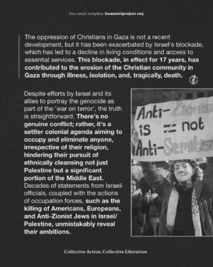 Indya Moore Instagram - 🚨Email Your Elected Official: The Christians in Palestine are being wiped out 🚨

While mainstream media and politicians across the spectrum often portray the Palestine ‘conflict’ as a Muslim versus Jewish struggle, this oversimplification is, at best, uneducated and, at worst, a manipulation of the truth to protect Zionism.

The oppression of Christians in Gaza is not a recent development, but it has been exacerbated by Israel’s blockade, which has led to a decline in living conditions and access to essential services. This blockade, in effect for 17 years, has contributed to the erosion of the Christian community in Gaza through illness, isolation, and, tragically, death.

On October 19th, Israel bombed the Church of Saint Porphyrius, Gaza’s oldest, killing at least 18 people. Despite the Israeli army’s statement that the church was not the target of the attack, Diana Tarazi, a 38-year-old Palestinian Christian, expressed disbelief, stating, “The missile fell directly on it. We cannot believe that the church was not their aim.”

Pope Francis has repeatedly used the term “terrorism” to describe Israeli actions in Gaza, including the killing of unarmed civilians taking shelter in churches. In his Christmas Day appeal, the Pope called for “an end to the military operations with their appalling harvest of innocent civilian victims.”

The persecution of Christians in Palestine is not a new phenomenon but has deep historical roots, dating back to the Nakba of 1948. Despite facing ongoing challenges, both Muslim and Christian Palestinians continue to demonstrate resilience and hope in the face of adversity, embodying the spirit of perseverance that has defined their struggle for generations.

Click the link in our bio @humantiproject’s bio to send a free email to your elected official.

#EndImpunity #StopArmingIsrael #EndTheOccupation #CeasefireNow #FreePalestine #sanctionsnow