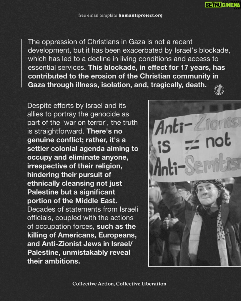 Indya Moore Instagram - 🚨Email Your Elected Official: The Christians in Palestine are being wiped out 🚨 While mainstream media and politicians across the spectrum often portray the Palestine ‘conflict’ as a Muslim versus Jewish struggle, this oversimplification is, at best, uneducated and, at worst, a manipulation of the truth to protect Zionism. The oppression of Christians in Gaza is not a recent development, but it has been exacerbated by Israel’s blockade, which has led to a decline in living conditions and access to essential services. This blockade, in effect for 17 years, has contributed to the erosion of the Christian community in Gaza through illness, isolation, and, tragically, death. On October 19th, Israel bombed the Church of Saint Porphyrius, Gaza’s oldest, killing at least 18 people. Despite the Israeli army’s statement that the church was not the target of the attack, Diana Tarazi, a 38-year-old Palestinian Christian, expressed disbelief, stating, “The missile fell directly on it. We cannot believe that the church was not their aim.” Pope Francis has repeatedly used the term “terrorism” to describe Israeli actions in Gaza, including the killing of unarmed civilians taking shelter in churches. In his Christmas Day appeal, the Pope called for “an end to the military operations with their appalling harvest of innocent civilian victims.” The persecution of Christians in Palestine is not a new phenomenon but has deep historical roots, dating back to the Nakba of 1948. Despite facing ongoing challenges, both Muslim and Christian Palestinians continue to demonstrate resilience and hope in the face of adversity, embodying the spirit of perseverance that has defined their struggle for generations. Click the link in our bio @humantiproject’s bio to send a free email to your elected official. #EndImpunity #StopArmingIsrael #EndTheOccupation #CeasefireNow #FreePalestine #sanctionsnow